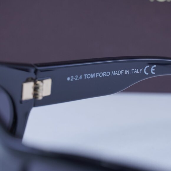 Tom Ford FT0402 01A Sedgewick Geometric Sunglasses - Shiny Black/Grey - Picture 7 of 10